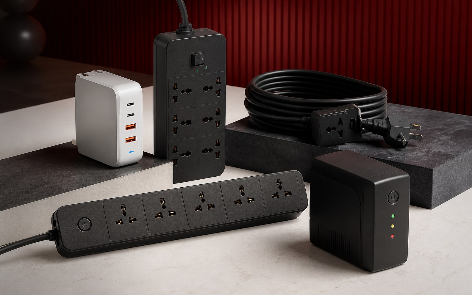 Power adapter and charging accessories arranged with matching connectors