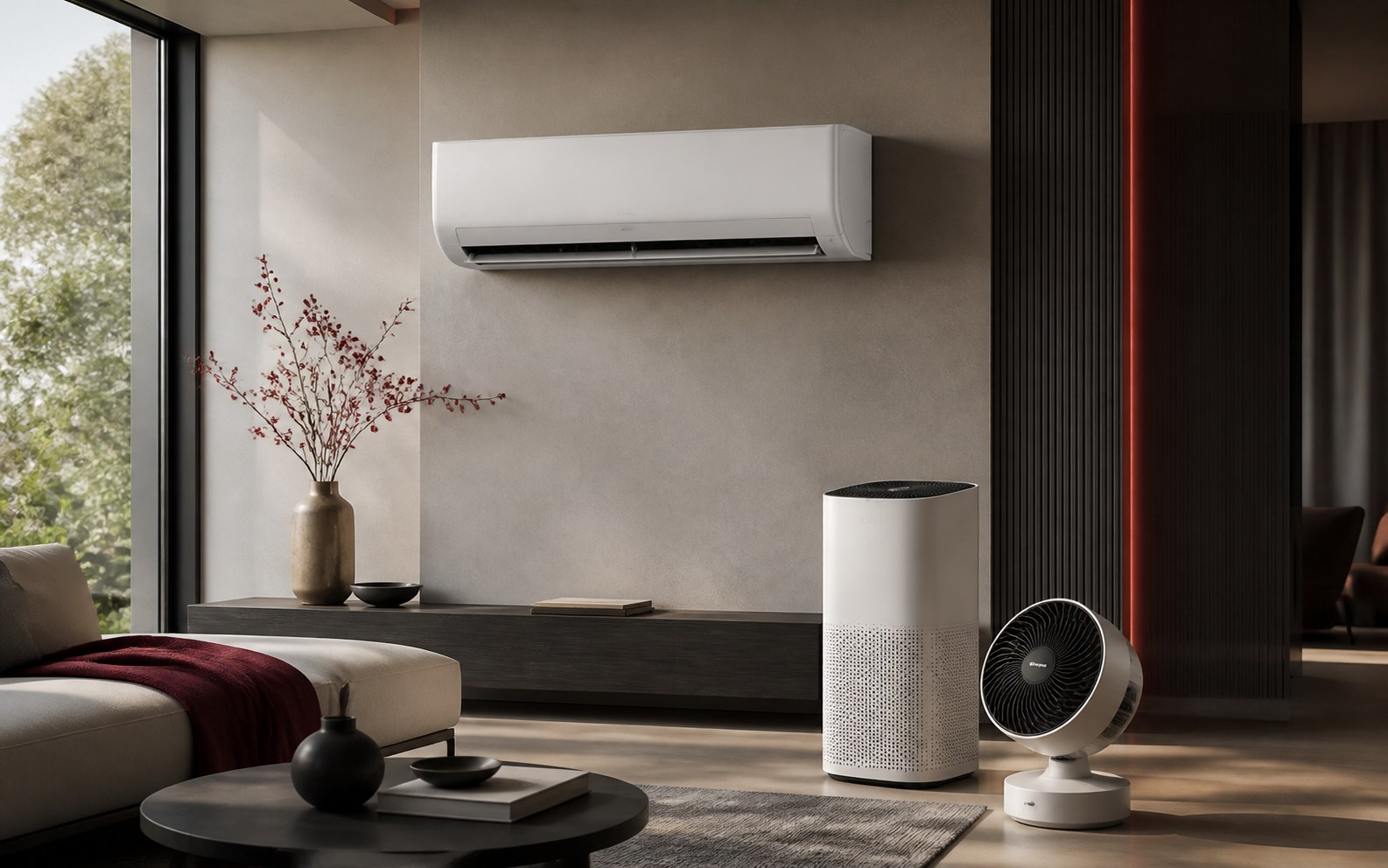 Climate and air-care appliances integrated into a modern interior