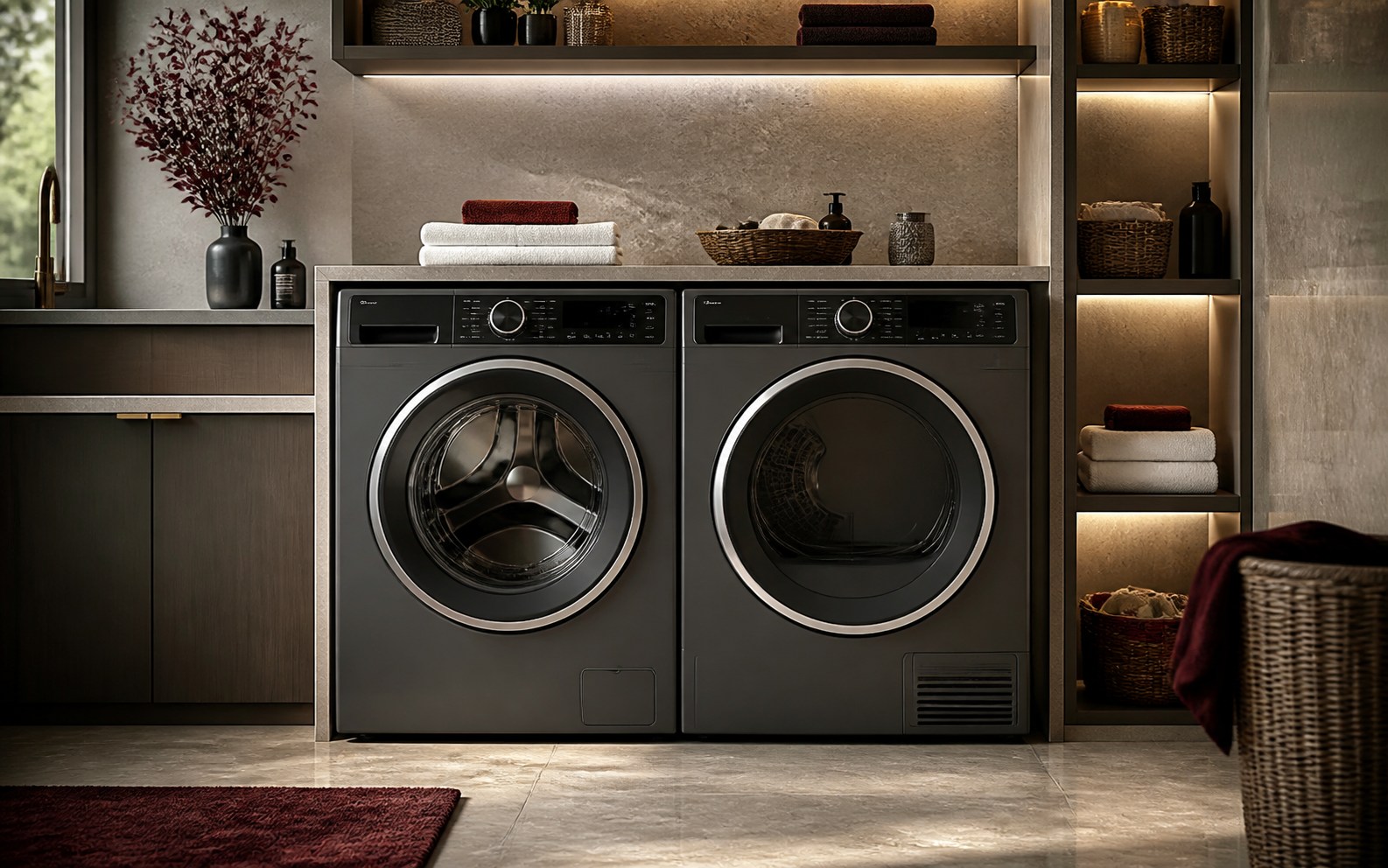 Laundry appliance shown as part of a coordinated home equipment range