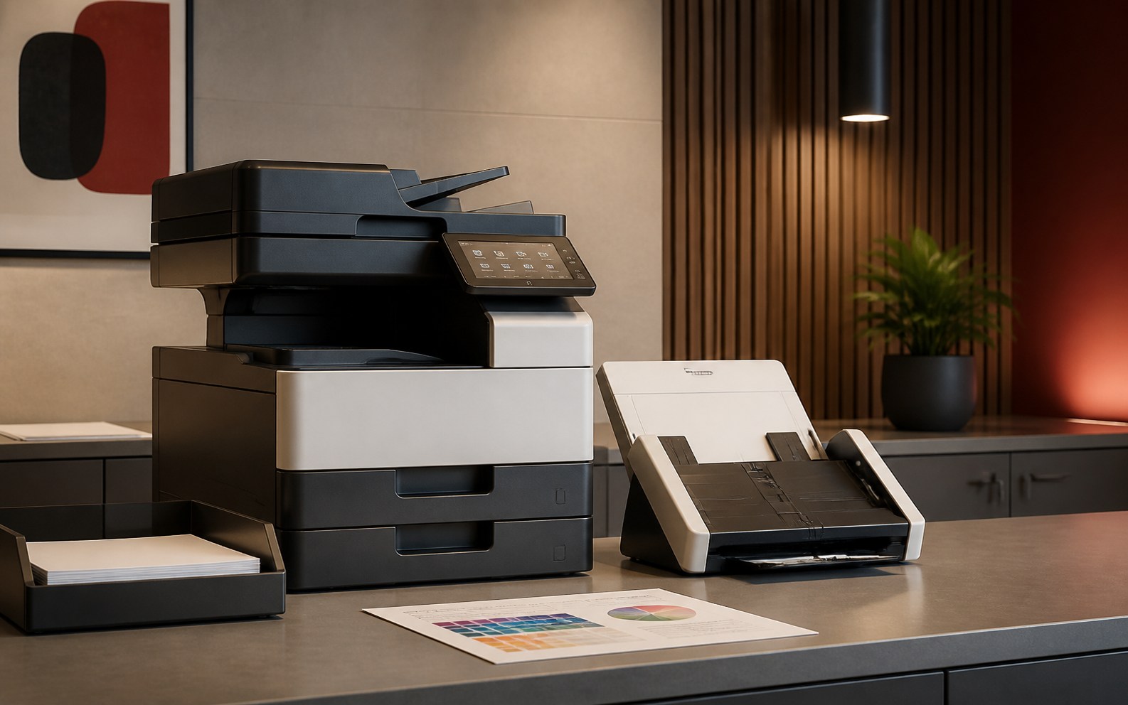 Business printer and digital imaging equipment within a connected workplace